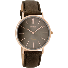 OOZOO Vintage 36mm Rose gold Taupe Leather Strap C7376
